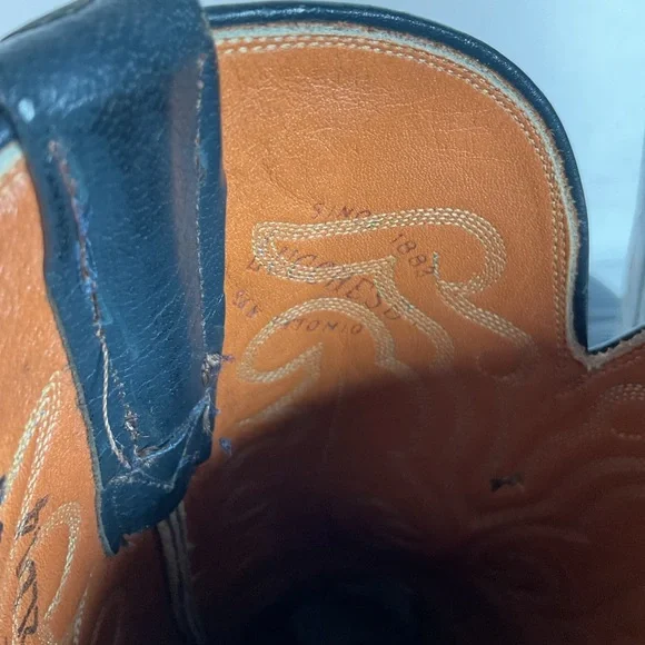 Vintage 1980s Lucchese San Antonio Navy Blue Cowboy Boots Men’s 9 B | Women’s 10 - Picture 7 of 16